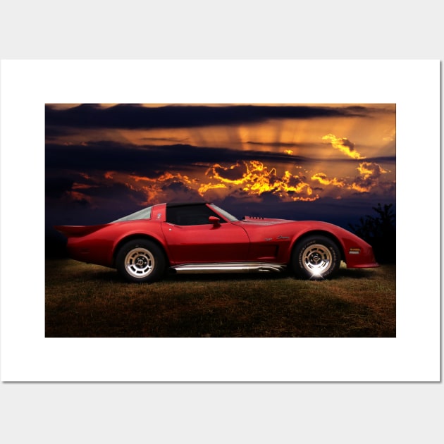 Corvette Stingray, Red Corvette Wall Art by hottehue